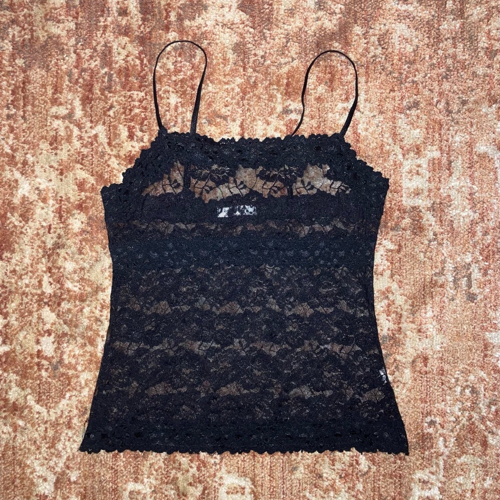 Black Floral Lace Tank Top - Picture 2 of 5
